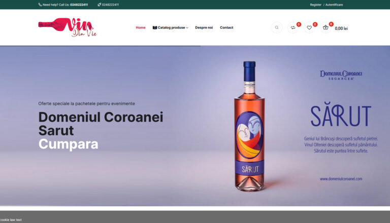 VindinVie.ro – magazin online de vinuri premium, design realizat de wtzmedia